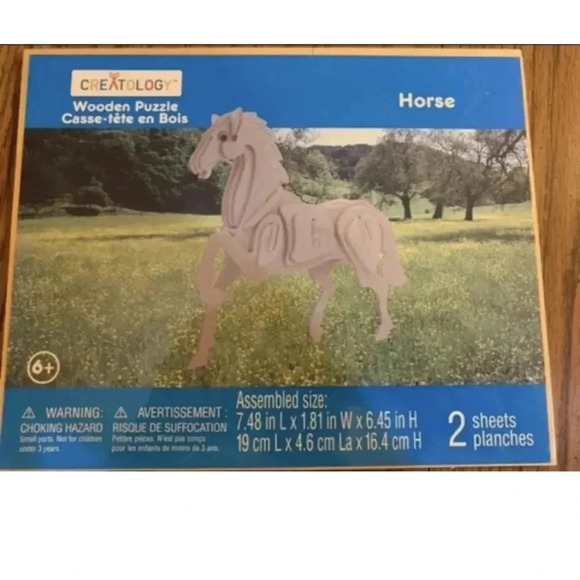 Creatology Wooden 3D Puzzle Tyrannosaurus & Horse Lot of 2 NEW Dinosaurs Animal - Picture 3 of 4